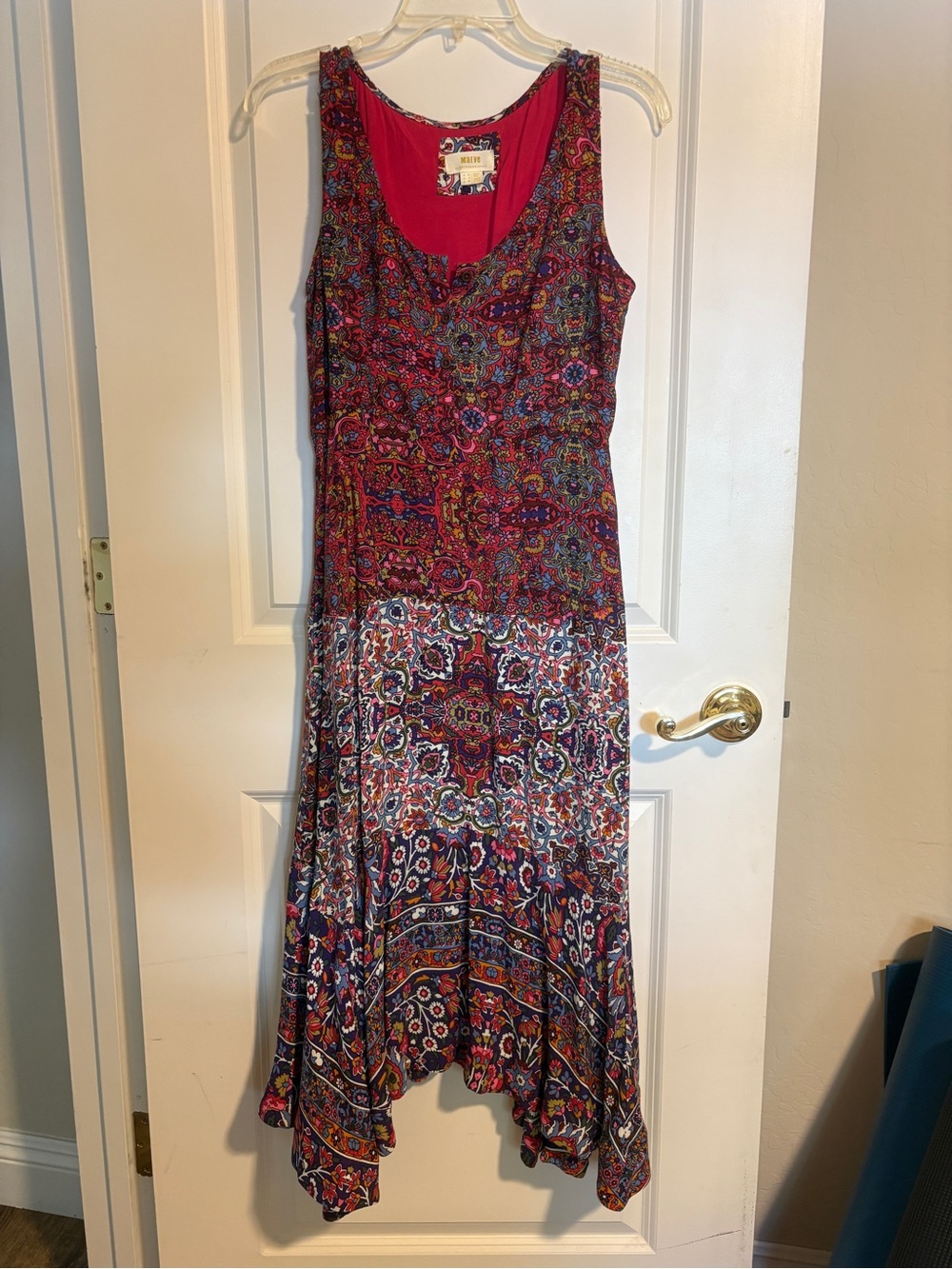 Maeve by Anthropologie Sleeveless Boho Handkerchief Hem Midi Dress Size 8